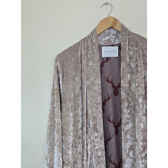 Panache Apparel Crushed Velvet Duster Cardigan Small Maxi Boho Chic Cabincore - Picture 4 of 15